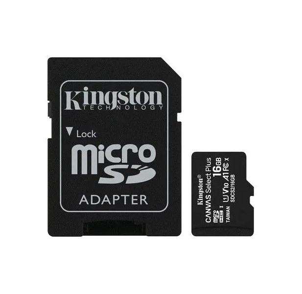 Cartão de Memória 16GB Micro SD Kingston 10 - com Adaptador SD Canvas Select Plus SDCS2