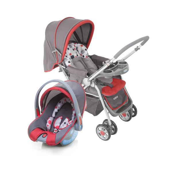 Carrinho de Bebê Travel System Reverse com Bebê Conforto Cosco - Vermelho