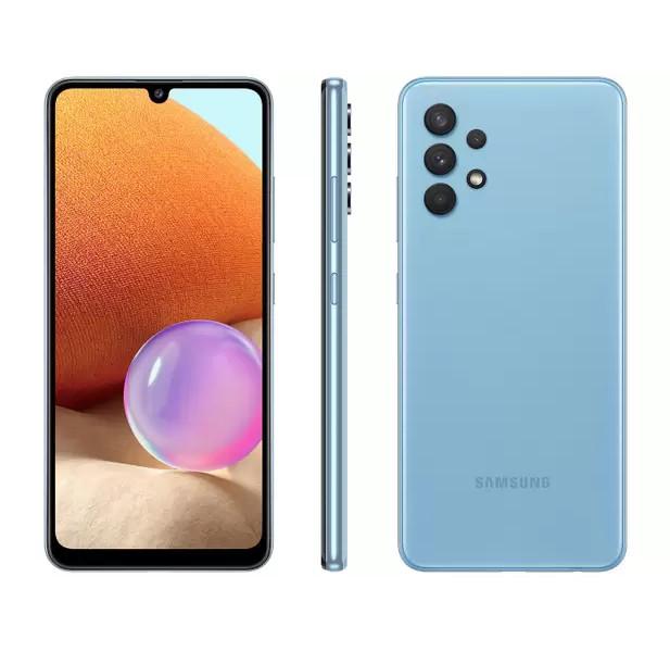 Smartphone Samsung Galaxy A32 128GB Azul 4G - 4GB RAM Tela 6,4" Câm. Quádrupla + Selfie 20MP