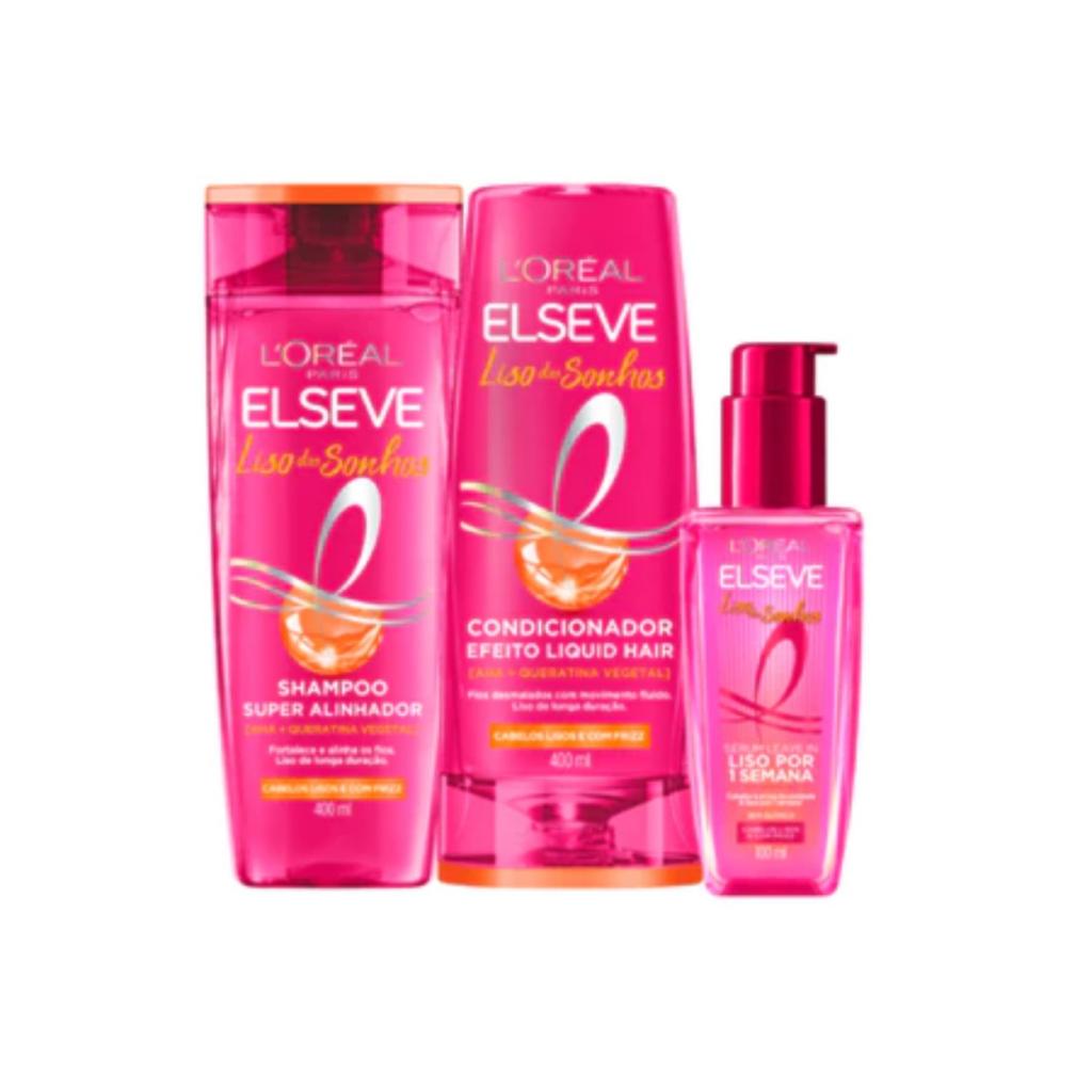 Kit Elseve Liso Dos Sonhos Shampoo 400ml, Condicionador 400ml e Sérum 100ml