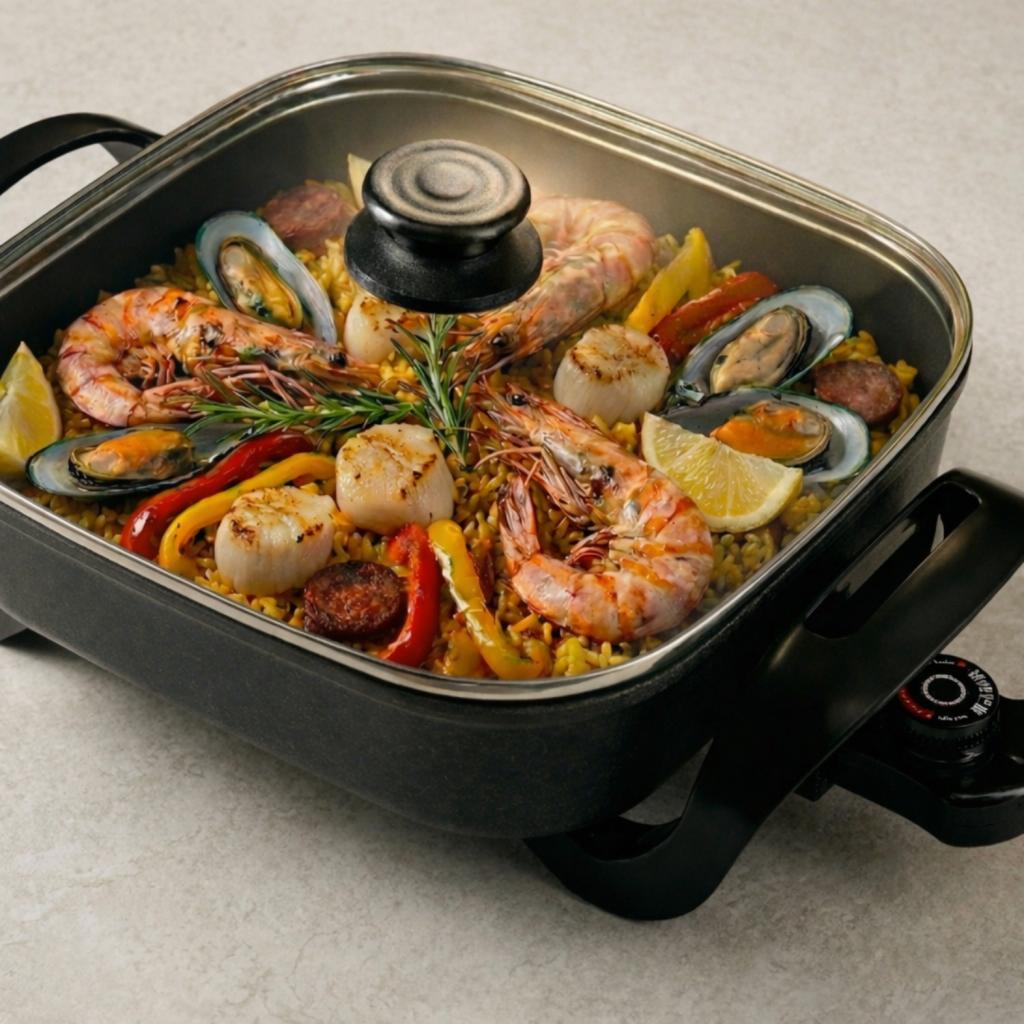 Panela Multifuncional Elétrica Quadrada 30cm Grill Antiaderente Mangiare Agratto 127v ou 220v